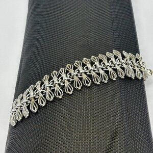 Vintage Emmons Gleaming Bow Twisted Rope Link Bracelet Silver Tone, Signed Clasp